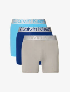 Calvin Klein Logo-print Pack Of Three Stretch-cotton Trunks