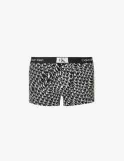 Calvin Klein Monogram-print Stretch-recycled Cotton-blend Trunks