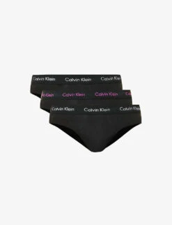 Calvin Klein Branded-waistband Pack Of Three Stretch-cotton Briefs