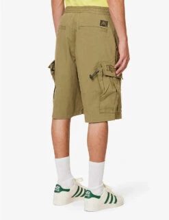 Brand-embroidered Flap-pocket Cotton-blend Cargo Shorts 8 Brand-embroidered Flap-pocket Cotton-blend Cargo Shorts -AllSain Clothing Shop R04118357 OLIVEDRAB ALT03