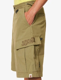 Brand-embroidered Flap-pocket Cotton-blend Cargo Shorts 9 Brand-embroidered Flap-pocket Cotton-blend Cargo Shorts -AllSain Clothing Shop R04118357 OLIVEDRAB ALT04