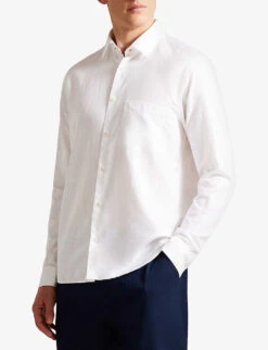 Ted Baker Kingwel Long-sleeved Linen And Cotton-blend Shirt -AllSain Clothing Shop R04121885 WHITE ALT02
