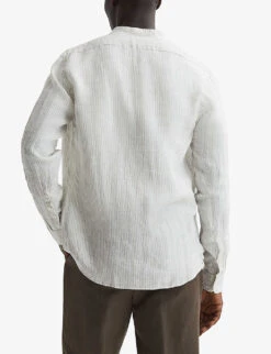 Reiss Ocean Striped Regular-fit Linen Shirt -AllSain Clothing Shop R04122266 OATMEALWHITE ALT03
