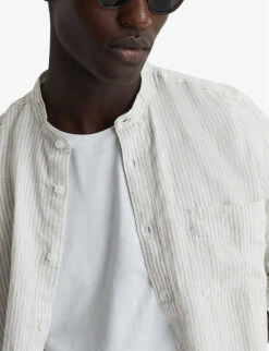 Reiss Ocean Striped Regular-fit Linen Shirt -AllSain Clothing Shop R04122266 OATMEALWHITE ALT04