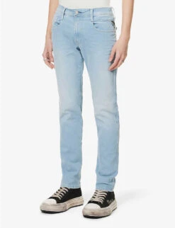 Replay Anbass Faded-wash Tapered Slim-fit Stretch-denim Jeans 9 Replay Anbass Faded-wash Tapered Slim-fit Stretch-denim Jeans -AllSain Clothing Shop R04125084 LIGHTBLUE ALT02