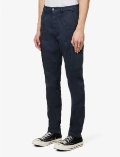 Replay Jaan Hypercargo Tapered-leg Stretch-cotton Blend Trousers -AllSain Clothing Shop R04125086 BLUE ALT02