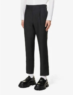 Prada Single-breasted Tapered-leg Cropped Wool-blend Trousers -AllSain Clothing Shop R04125441 ANTHRACITE ALT02