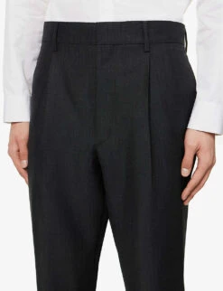 Prada Single-breasted Tapered-leg Cropped Wool-blend Trousers -AllSain Clothing Shop R04125441 ANTHRACITE ALT04