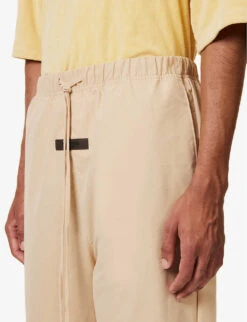 ESSENTIALS Brand-patch Straight-leg Relaxed-fit Cotton-blend Trousers -AllSain Clothing Shop R04126205 SAND ALT04