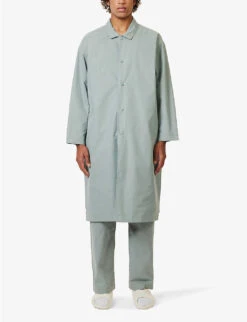 ESSENTIALS Brand-print Relaxed-fit Cotton-blend Coat -AllSain Clothing Shop R04126222 SYCAMORE ALT02