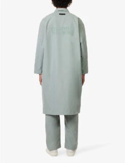 ESSENTIALS Brand-print Relaxed-fit Cotton-blend Coat -AllSain Clothing Shop R04126222 SYCAMORE ALT03