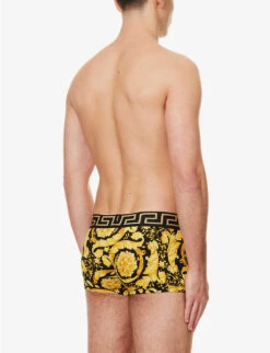 Versace Iconic-print Stretch-cotton Trunks -AllSain Clothing Shop R04127422 BLACKPRINT ALT02