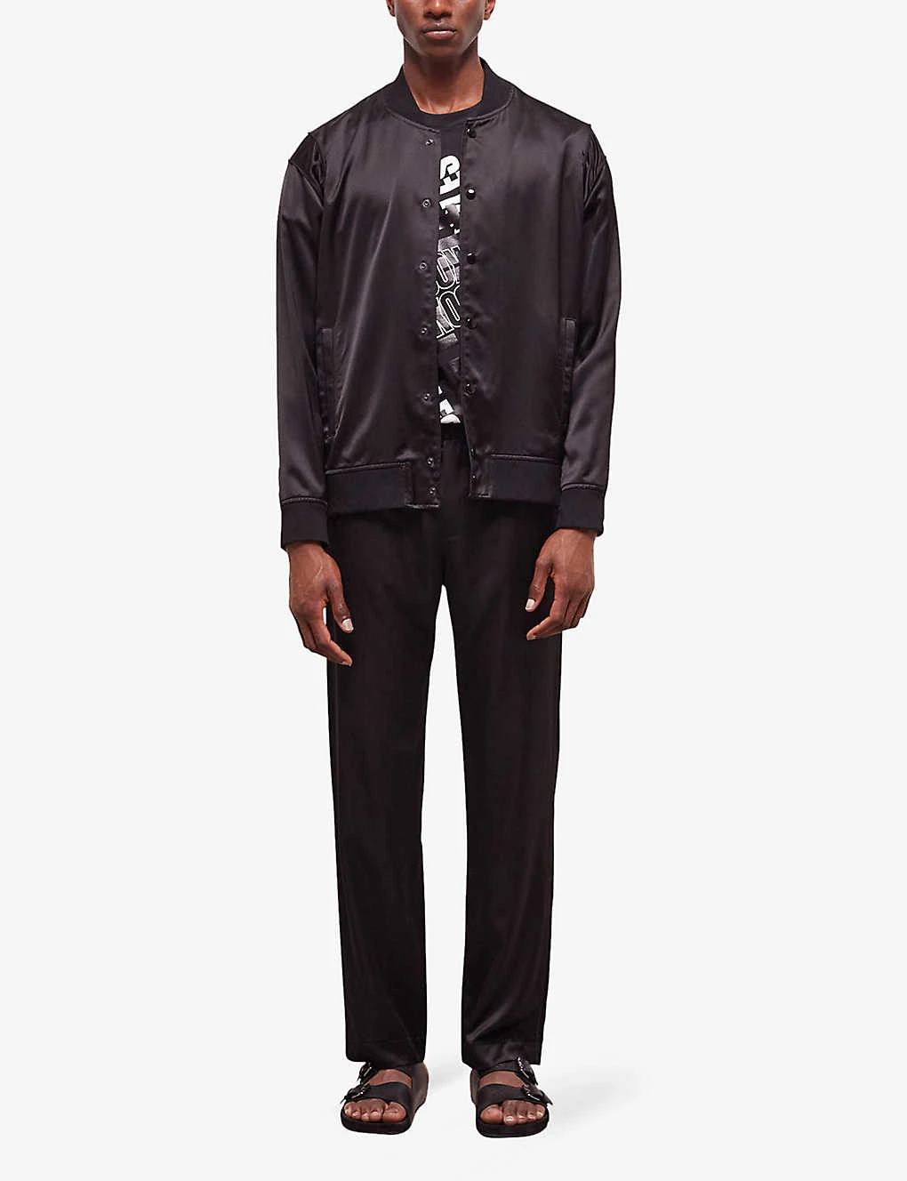 THE KOOPLES Ribbed-collar Satin-effect Woven Bomber Jacket 2 THE KOOPLES Ribbed-collar Satin-effect Woven Bomber Jacket - Image 2