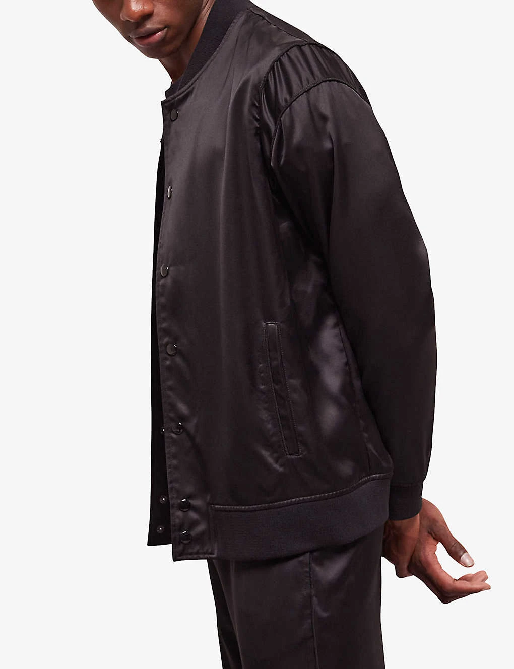 THE KOOPLES Ribbed-collar Satin-effect Woven Bomber Jacket 3 THE KOOPLES Ribbed-collar Satin-effect Woven Bomber Jacket - Image 3