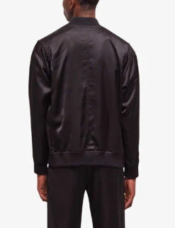 THE KOOPLES Ribbed-collar Satin-effect Woven Bomber Jacket 8 THE KOOPLES Ribbed-collar Satin-effect Woven Bomber Jacket -AllSain Clothing Shop R04127793 BLA01 ALT03