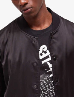 THE KOOPLES Ribbed-collar Satin-effect Woven Bomber Jacket 9 THE KOOPLES Ribbed-collar Satin-effect Woven Bomber Jacket -AllSain Clothing Shop R04127793 BLA01 ALT04