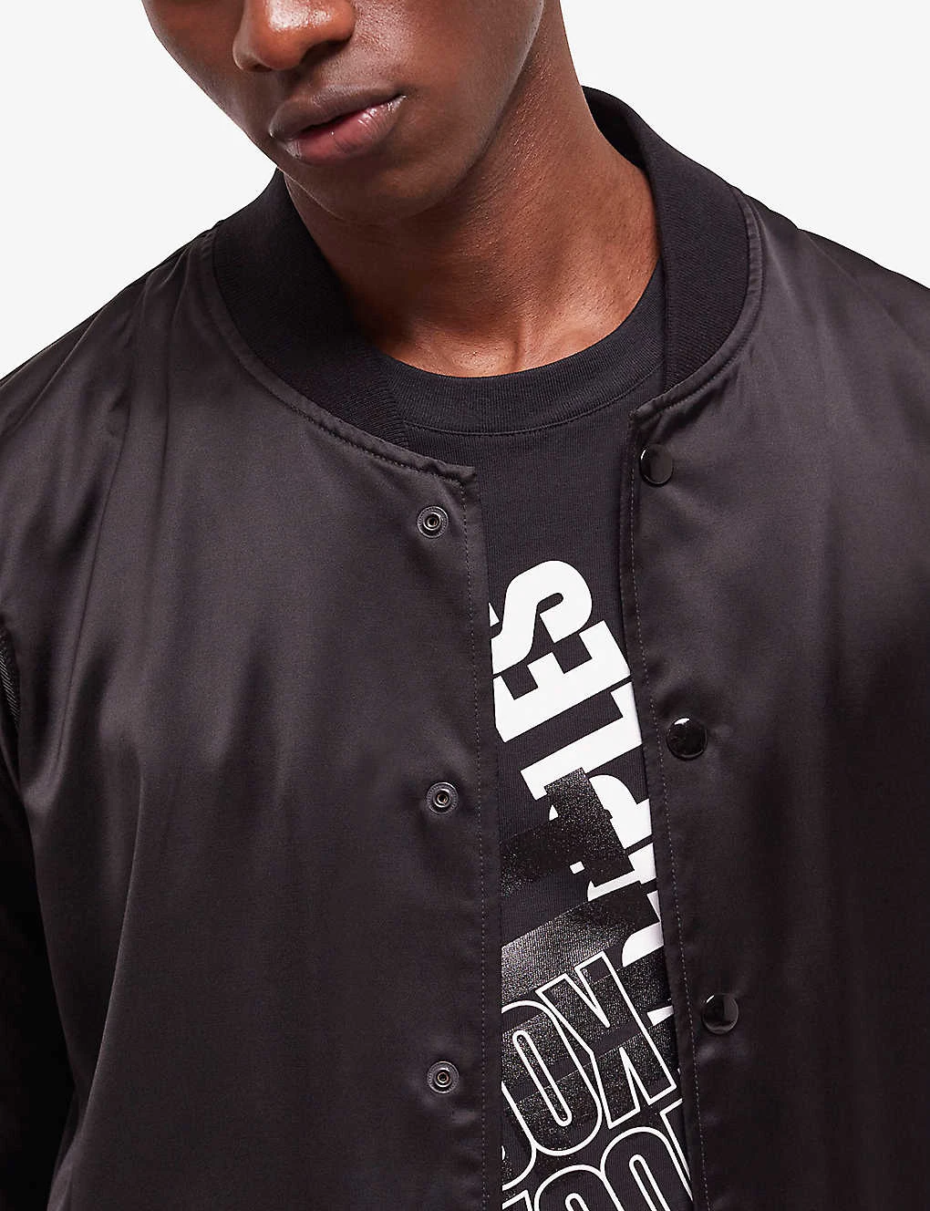 THE KOOPLES Ribbed-collar Satin-effect Woven Bomber Jacket 5 THE KOOPLES Ribbed-collar Satin-effect Woven Bomber Jacket - Image 5