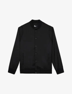 THE KOOPLES Ribbed-collar Satin-effect Woven Bomber Jacket