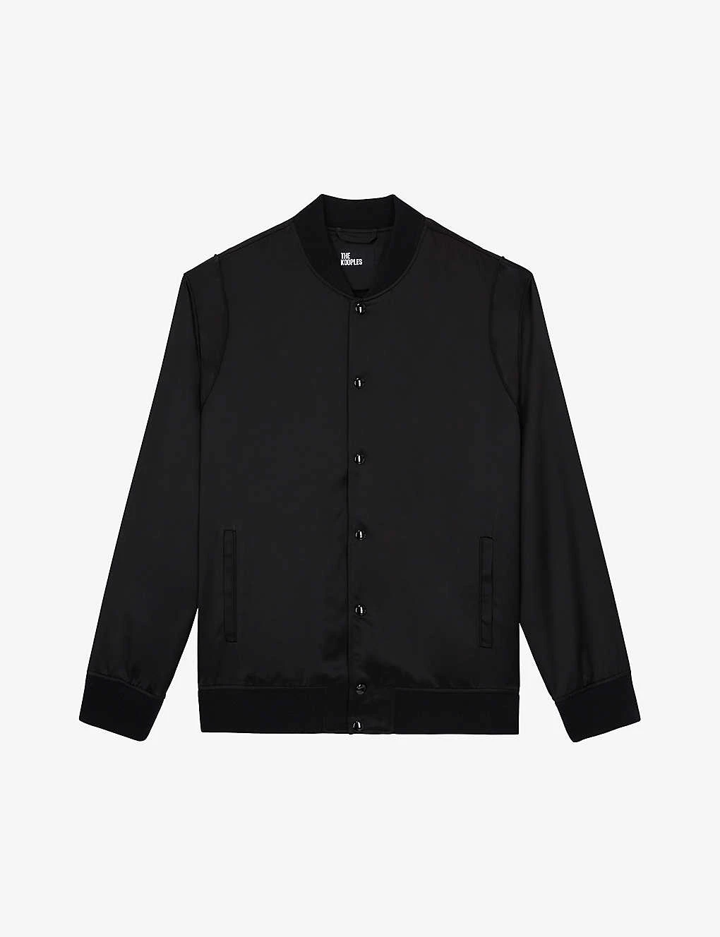 THE KOOPLES Ribbed-collar Satin-effect Woven Bomber Jacket 1 THE KOOPLES Ribbed-collar Satin-effect Woven Bomber Jacket