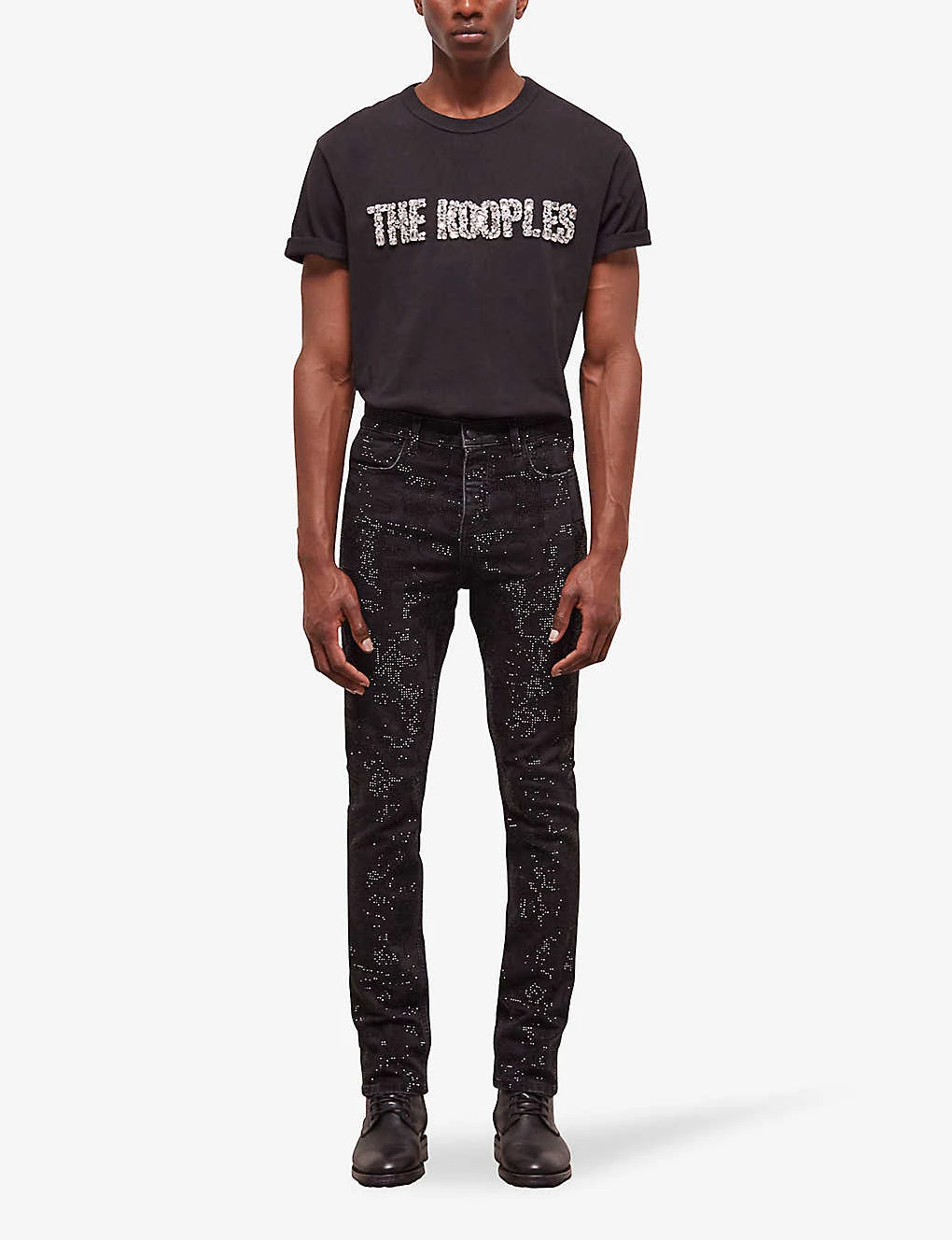 THE KOOPLES Rhinestone-embellished Slim-fit Stretch-cotton Jeans 2 THE KOOPLES Rhinestone-embellished Slim-fit Stretch-cotton Jeans - Image 2