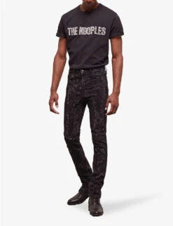 THE KOOPLES Rhinestone-embellished Slim-fit Stretch-cotton Jeans 8 THE KOOPLES Rhinestone-embellished Slim-fit Stretch-cotton Jeans -AllSain Clothing Shop R04127915 BLA55 ALT02