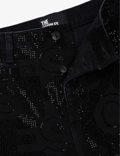 THE KOOPLES Rhinestone-embellished Slim-fit Stretch-cotton Jeans 11 THE KOOPLES Rhinestone-embellished Slim-fit Stretch-cotton Jeans -AllSain Clothing Shop R04127915 BLA55 ALT05