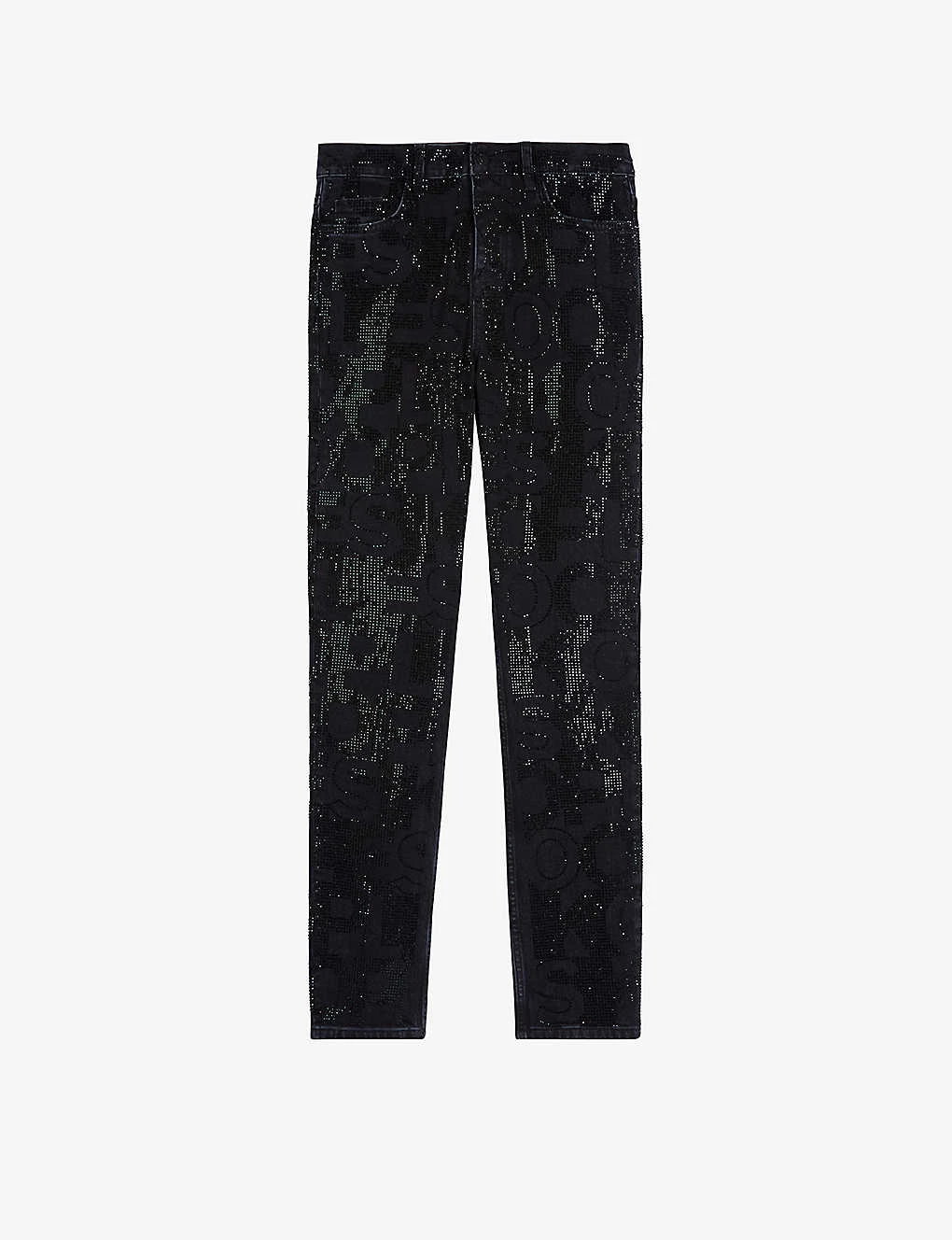 THE KOOPLES Rhinestone-embellished Slim-fit Stretch-cotton Jeans 1 THE KOOPLES Rhinestone-embellished Slim-fit Stretch-cotton Jeans