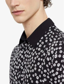 THE KOOPLES Abstract-print Contrast-collar Woven Shirt -AllSain Clothing Shop R04127924 BLA09 ALT04
