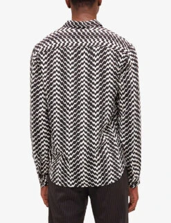 THE KOOPLES Graphic-print Long-sleeved Woven Shirt -AllSain Clothing Shop R04127934 BLA09 ALT03