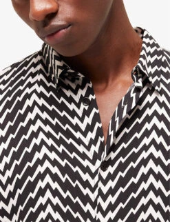 THE KOOPLES Graphic-print Long-sleeved Woven Shirt -AllSain Clothing Shop R04127934 BLA09 ALT04