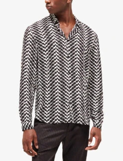 THE KOOPLES Graphic-print Long-sleeved Woven Shirt -AllSain Clothing Shop R04127934 BLA09 ALT05