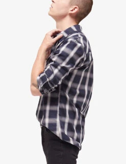 THE KOOPLES Check-pattern Regular-fit Cotton Shirt -AllSain Clothing Shop R04127988 NAV26 ALT02