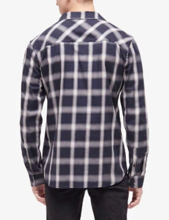 THE KOOPLES Check-pattern Regular-fit Cotton Shirt -AllSain Clothing Shop R04127988 NAV26 ALT03