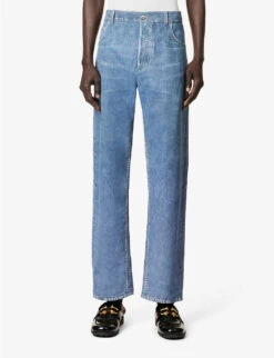 Bottega Veneta Denim-printed Straight-leg Relaxed-fit Leather Trousers 7 Bottega Veneta Denim-printed Straight-leg Relaxed-fit Leather Trousers -AllSain Clothing Shop R04129496 MEDIUMBLUEDENIM ALT02