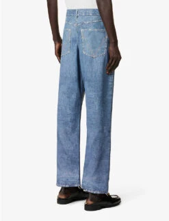 Bottega Veneta Denim-printed Straight-leg Relaxed-fit Leather Trousers 8 Bottega Veneta Denim-printed Straight-leg Relaxed-fit Leather Trousers -AllSain Clothing Shop R04129496 MEDIUMBLUEDENIM ALT03