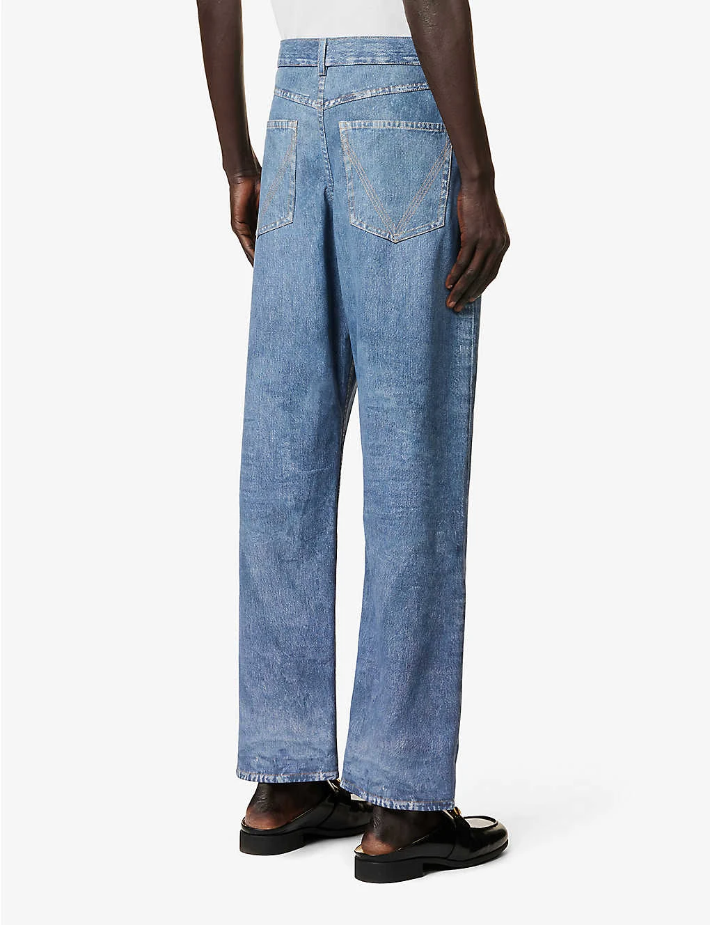 Bottega Veneta Denim-printed Straight-leg Relaxed-fit Leather Trousers 4 Bottega Veneta Denim-printed Straight-leg Relaxed-fit Leather Trousers - Image 4