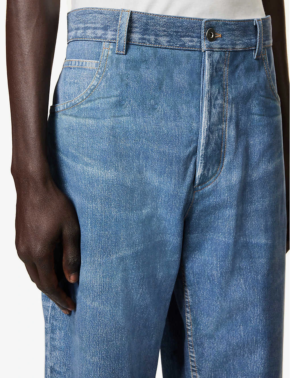 Bottega Veneta Denim-printed Straight-leg Relaxed-fit Leather Trousers 5 Bottega Veneta Denim-printed Straight-leg Relaxed-fit Leather Trousers - Image 5