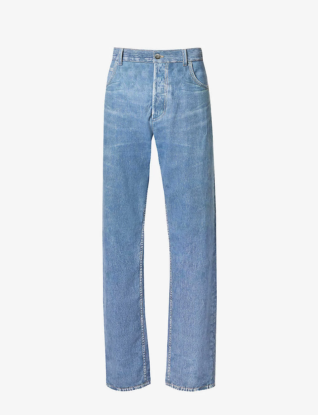 Bottega Veneta Denim-printed Straight-leg Relaxed-fit Leather Trousers 1 Bottega Veneta Denim-printed Straight-leg Relaxed-fit Leather Trousers