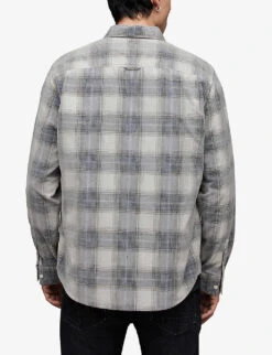 AllSaints Galdana Plaid-patterned Cotton Flannel Shirt -AllSain Clothing Shop R04131360 ECRU ALT03