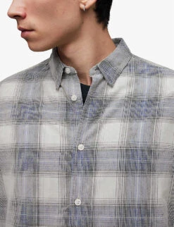 AllSaints Galdana Plaid-patterned Cotton Flannel Shirt -AllSain Clothing Shop R04131360 ECRU ALT04