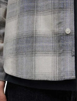 AllSaints Galdana Plaid-patterned Cotton Flannel Shirt -AllSain Clothing Shop R04131360 ECRU ALT05