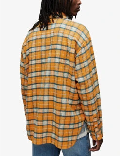 AllSaints Reverb Check-pattern Point-collar Oversized-fit Cotton Shirt -AllSain Clothing Shop R04131507 LEMONYELLOW ALT03