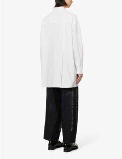 Yohji Yamamoto Patch-pocket Relaxed-fit Cotton-poplin Shirt -AllSain Clothing Shop R04131762 WHITE ALT03
