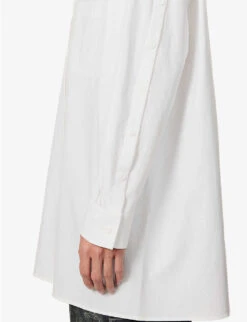 Yohji Yamamoto Patch-pocket Relaxed-fit Cotton-poplin Shirt -AllSain Clothing Shop R04131762 WHITE ALT04