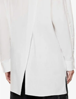 Yohji Yamamoto Patch-pocket Relaxed-fit Cotton-poplin Shirt -AllSain Clothing Shop R04131762 WHITE ALT06