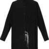 Yohji Yamamoto Frayed-embroidery Spread-collar Relaxed-fit Rayon Shirt