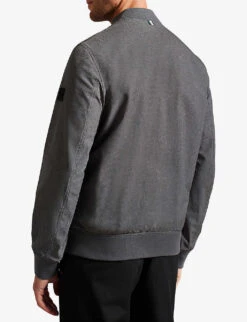 Ted Baker Elmhrst Logo-patch Woven Bomber Jacket 5 Ted Baker Elmhrst Logo-patch Woven Bomber Jacket -AllSain Clothing Shop R04132397 GREY ALT02