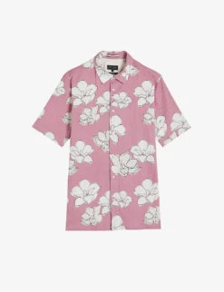 Ted Baker Coving Floral-print Seersucker Stretch-cotton Shirt