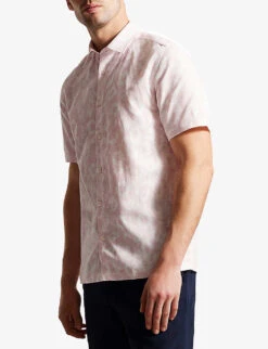 Ted Baker Flasiby Floral-print Regular-fit Lyocell-blend Shirt 6 Ted Baker Flasiby Floral-print Regular-fit Lyocell-blend Shirt -AllSain Clothing Shop R04133338 LTPINK ALT02