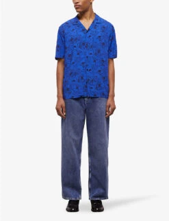 THE KOOPLES Graphic-print Camp-collar Woven Shirt 7 THE KOOPLES Graphic-print Camp-collar Woven Shirt -AllSain Clothing Shop R04135438 BLU01 ALT02